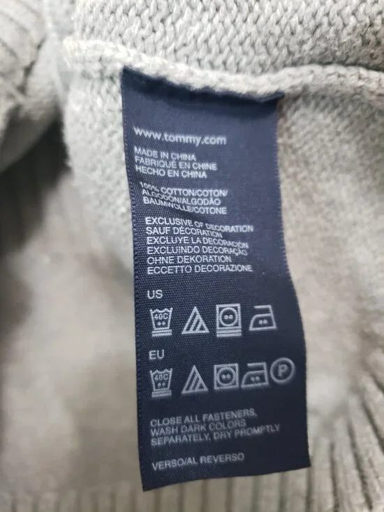 Tommy Hilfiger Womens S Sweater Gray Full Zip 100% Cotton Ribbed Spell Out Logo - Picture 6 of 6